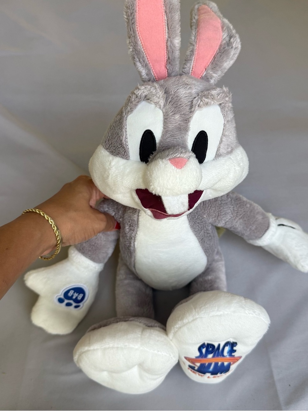 Space Jam Bugs Bunny Plush - Gray & White with Pink Accents